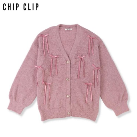 レディース　リボンニットカーディガン（CHIP CLIP）