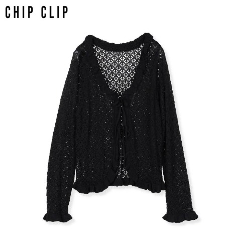 レディース　透かし編みニットボレロ（CHIP CLIP）