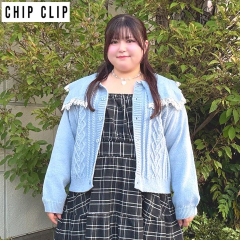 レディース　襟付きニットカーディガン（れいぼん×CHIP CLIP）