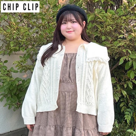 レディース　襟付きニットカーディガン（れいぼん×CHIP CLIP）