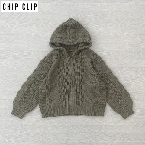レディース　ケーブルニットジップパーカ（CHIP CLIP×はる）