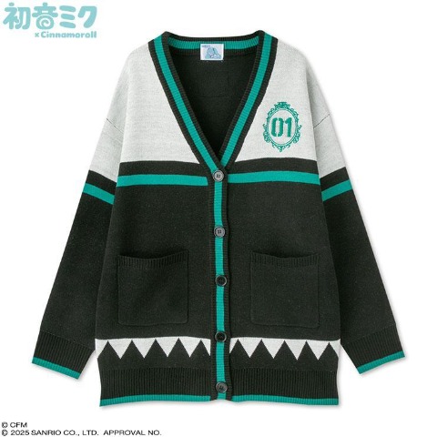 レディース　ニットカーディガン（初音ミク×シナモロール）