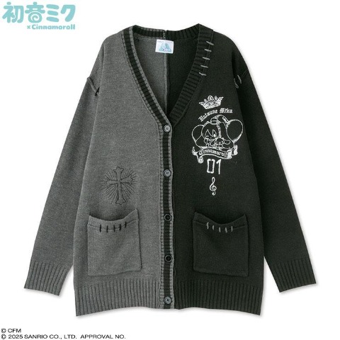 レディース　ニットカーディガン（初音ミク×シナモロール）