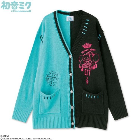 レディース　ニットカーディガン（初音ミク×シナモロール）