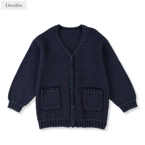 レディース　配色ステッチニットカーディガン（Denifits）