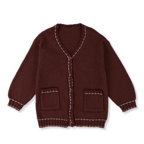 レディース　配色ステッチニットカーディガン（Denifits）