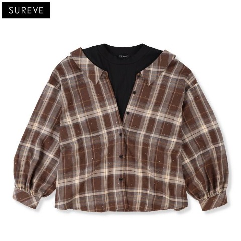 レディース　チェックドッキングシャツ（SUREVE）