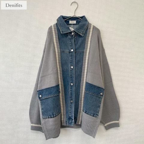 レディース　切替ニットカーディガン（Denifits）