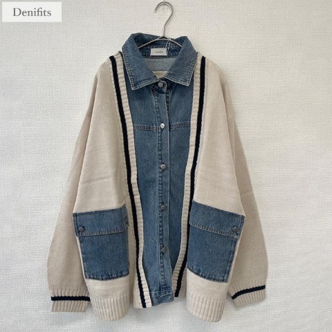 レディース　切替ニットカーディガン（Denifits）