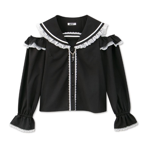 レディース　肩開きブラウス（えすちゃん×majoretty）