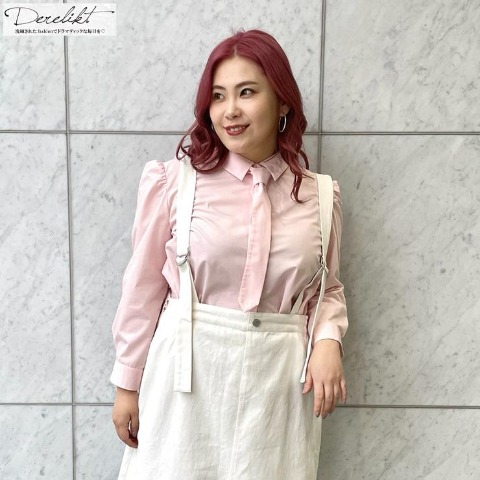 レディース【2L～4L】　ネクタイ付きシャツ（Derelikt×安藤うぃ）