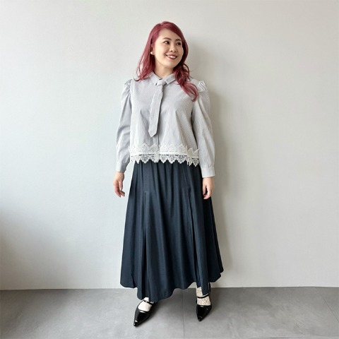 レディース【2L～4L】　ネクタイ付きシャツ（Derelikt×安藤うぃ）