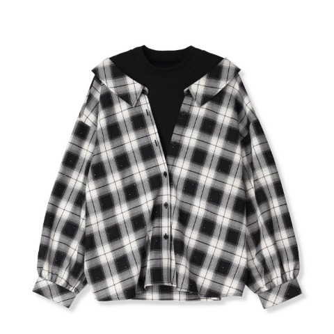 レディース　チェック柄ドッキングシャツ（SUREVE）