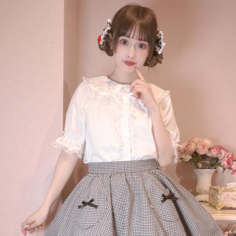 レディース　5分袖ブラウス（まゆろん×majoretty）