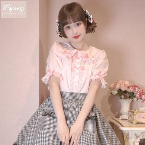 レディース　5分袖ブラウス（まゆろん×majoretty）