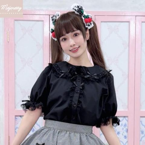 レディース　5分袖ブラウス（まゆろん×majoretty）