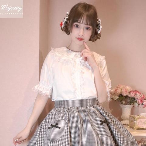 レディース　5分袖ブラウス（まゆろん×majoretty）