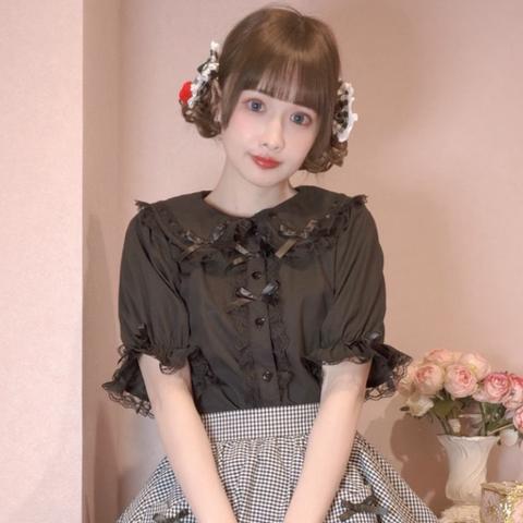 レディース　5分袖ブラウス（まゆろん×majoretty）