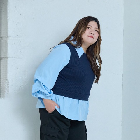 レディース　袖タックドッキングシャツ（SUREVE）