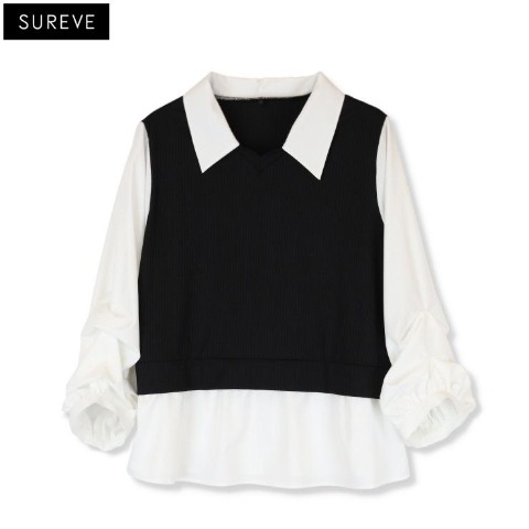 レディース　袖タックドッキングシャツ（SUREVE）