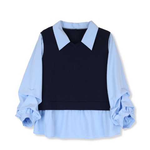 レディース　袖タックドッキングシャツ（SUREVE）