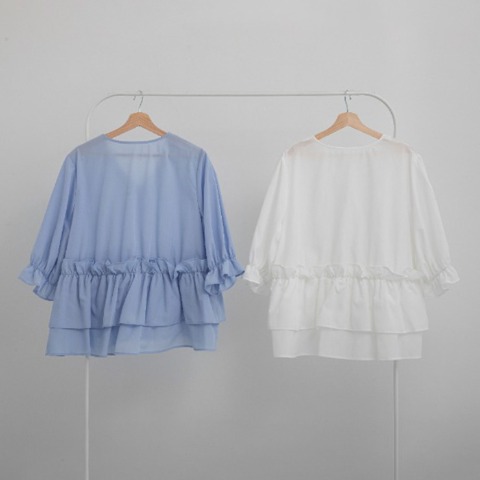 レディース【2L～4L】　ウエストフリルブラウス（RagOut×masami）
