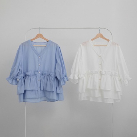 レディース【2L～4L】　ウエストフリルブラウス（RagOut×masami）
