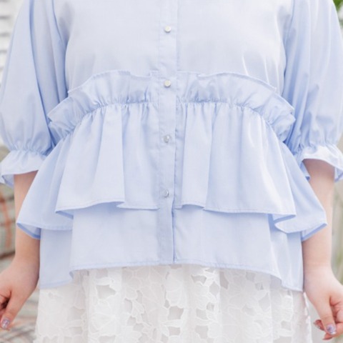 レディース【2L～4L】　ウエストフリルブラウス（RagOut×masami）