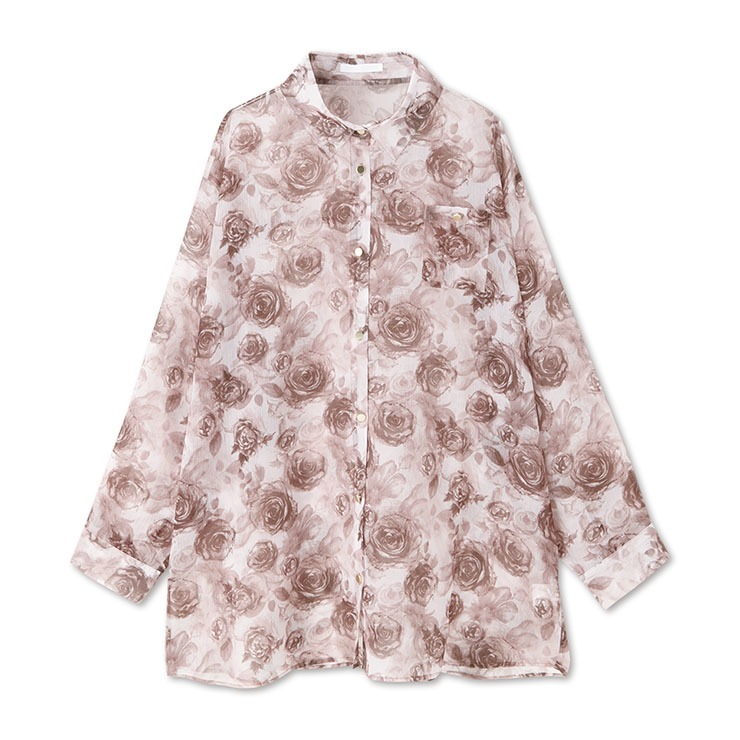 レディース【2L・3L】 ローズ柄シアーシャツ（Shoko×SUREVE