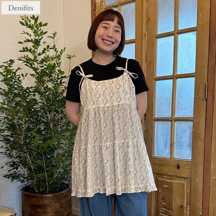 レディース【3L・4L】 花柄キャミチュニック（ごりちゃん×Denifits
