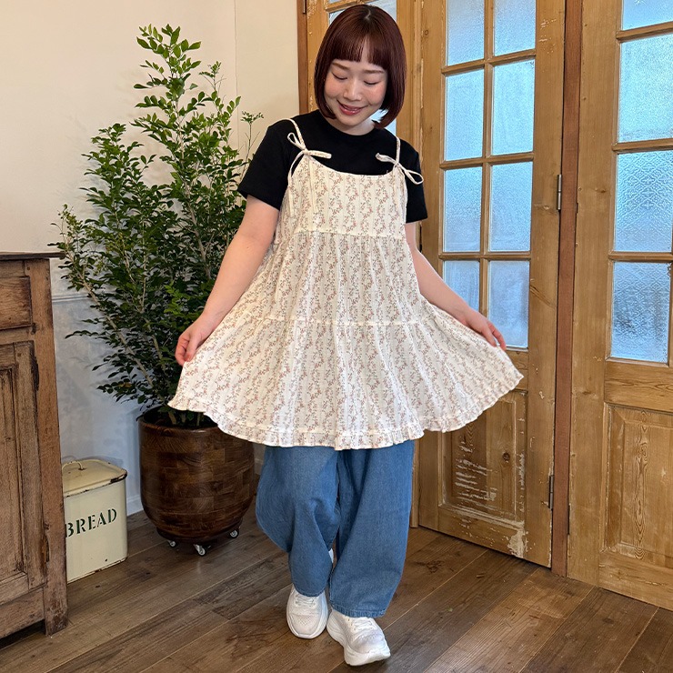 レディース【3L・4L】 花柄キャミチュニック（ごりちゃん×Denifits
