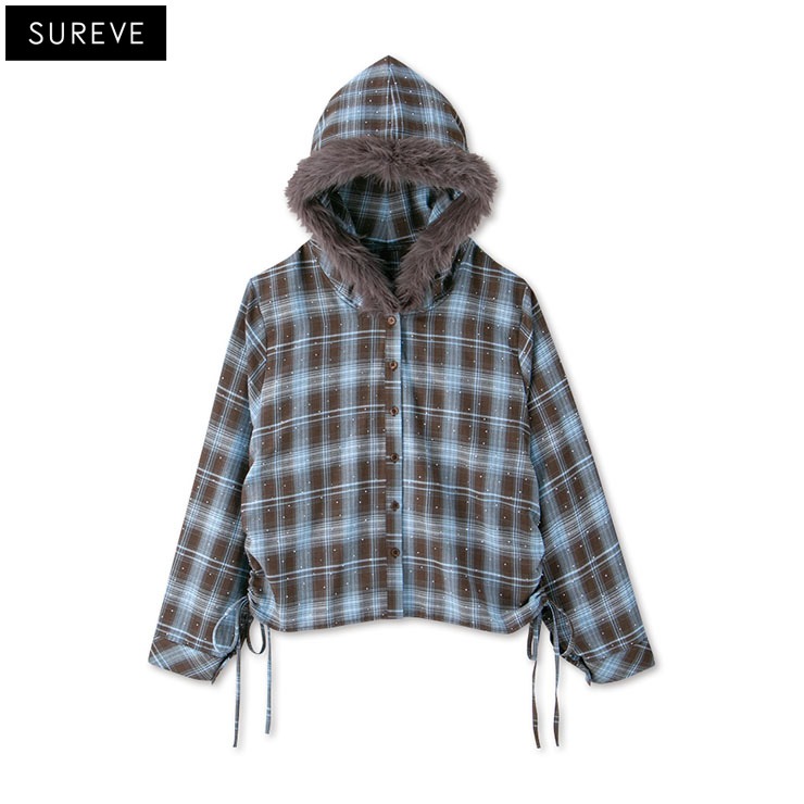 レディース【3L・4L】 ファー使いチェック柄シャツ（SUREVE