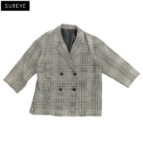 レディース　チェック柄Pコート（SUREVE）