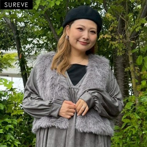 レディース　ラメファーベスト（えんどぅー×SUREVE）