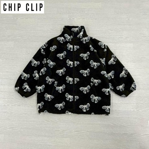 レディース　リボン柄ボアブルゾン（あいちゃん×CHIP CLIP）