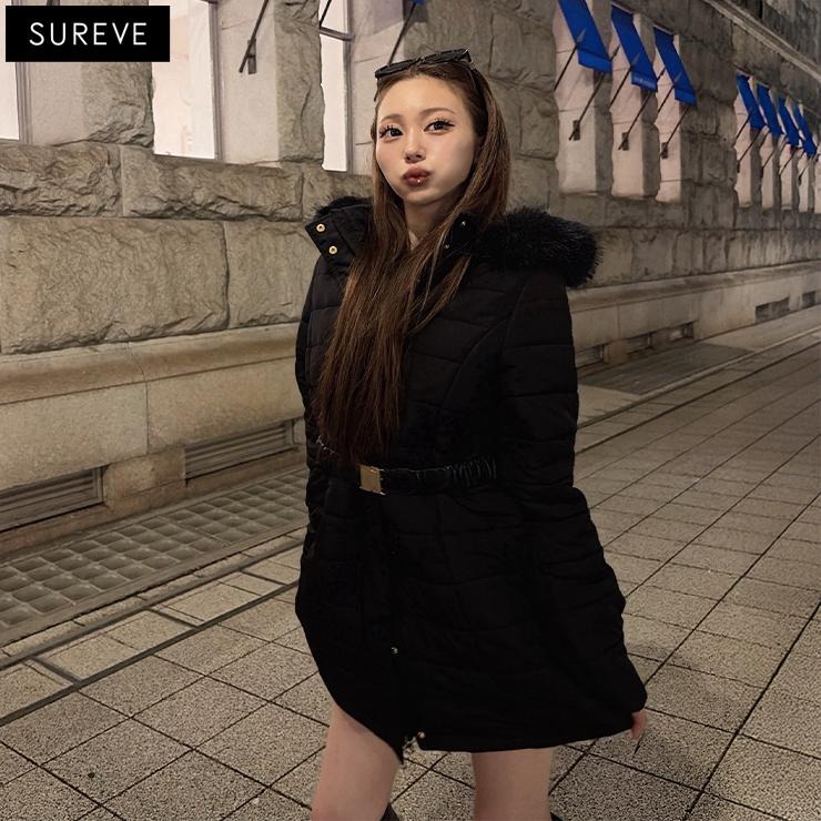 レディース【2L・3L】 ベルト付中綿コート（Shoko×SUREVE） | アベイル