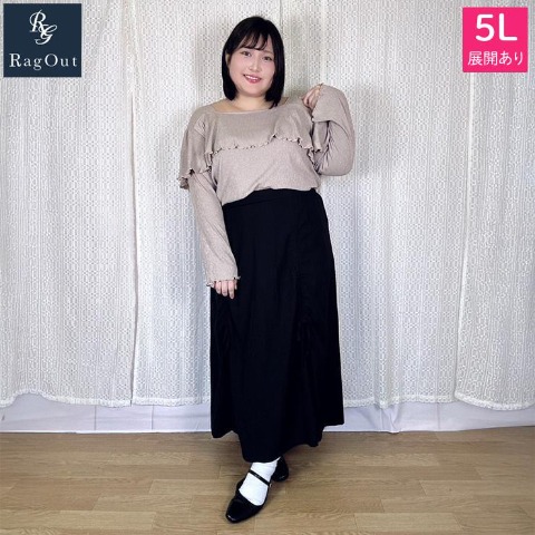 レディース【2L～5L】　シャーリングスカート（RagOut×小早川くる美）