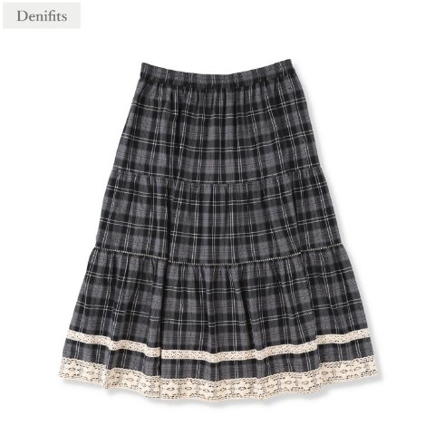 レディース　チェック柄ティアードスカート（Denifits）