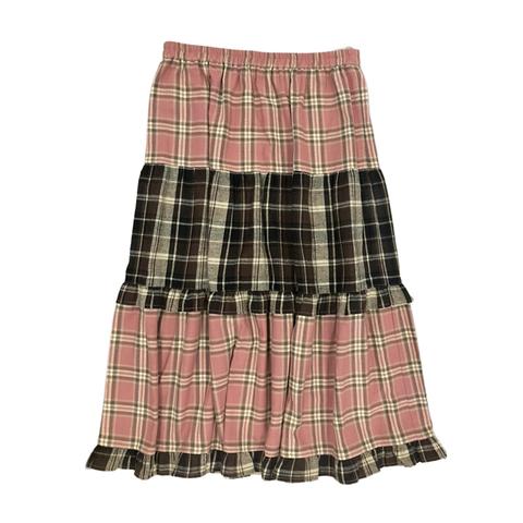 レディース【高身長】　チェック柄ティアードスカート（ごりちゃん×Denifits）