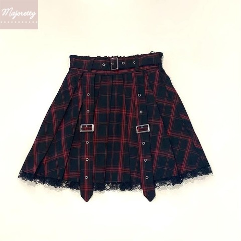 レディース　ベルト付プリーツスカート（majoretty）