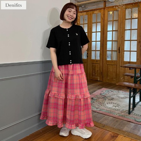 sayu様♡ しまむら melume フレアスカート 黒 L ピンクL 2026年最新】しまむら 柄：無地 レディース ロング フレアスカートの