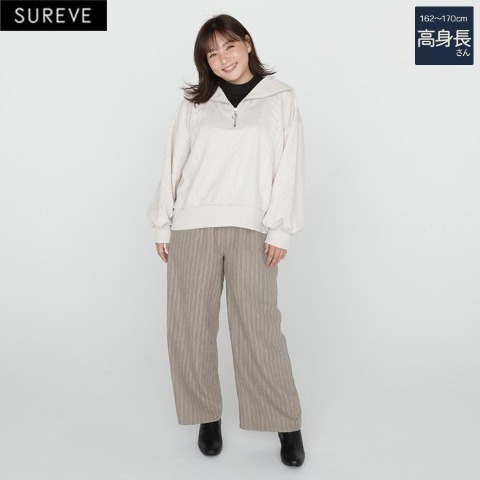 レディース【高身長】　ストライプイージーパンツ（SUREVE）