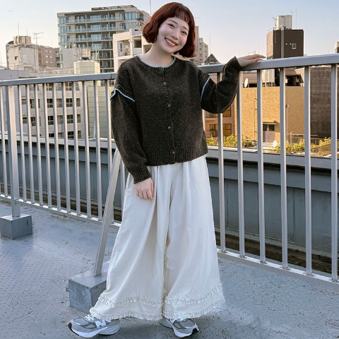 レディース　裾フリルワイドパンツ（ごりちゃん×Denifits）