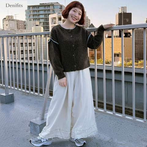レディース　裾フリルワイドパンツ（ごりちゃん×Denifits）