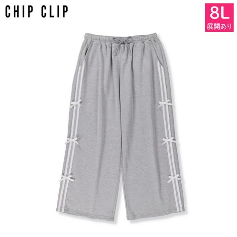 レディース【6L・8L】　サイドリボンスウェットパンツ（CHIP CLIP）