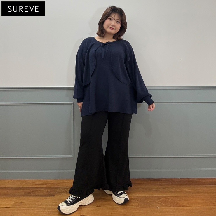 レディース【3L・4L】 裾フリルパンツ（えんどぅー×SUREVE