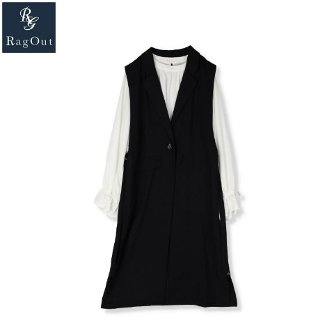 レディース【3L～5L】　ロングジレ+ブラウスセット（RagOut）
