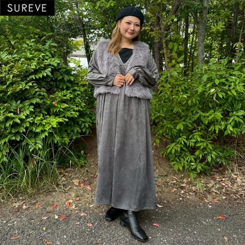 レディース　Vネックワンピース（えんどぅー×SUREVE）