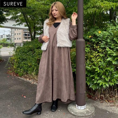 レディース　Vネックワンピース（えんどぅー×SUREVE）