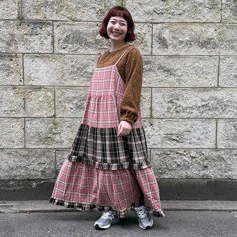 レディース　チェックキャミワンピース（ごりちゃん×Denifits）